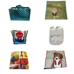 Lot of 6+ Reusable Dog Fruit Animal St Louis Cityscape Handle Shopping Tote Bags